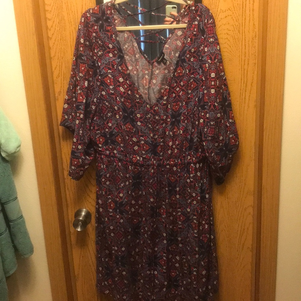 3/4 sleeve dress with lattice back